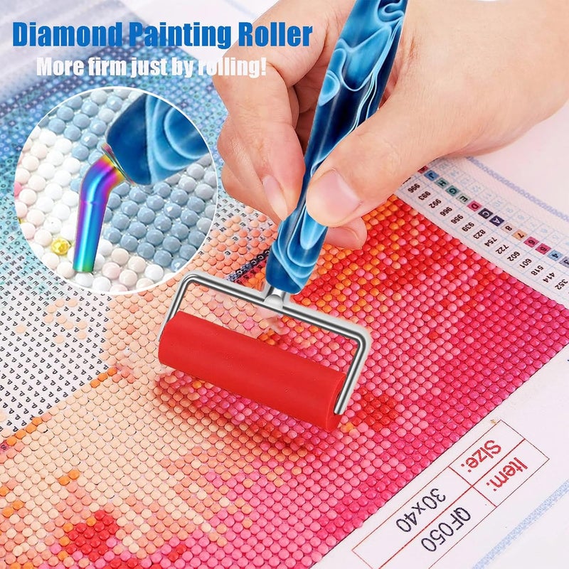 Heyseri 14PCS Diamond Painting Pen Accessories Tools Set, Exquisite Stainless Steel Metal Pen Tips,Ergonomic Diamond Art Pen and 6 Painting Glue Clay,Comfort Grip and Faster Drilling (Blue Rainbow) - Image 3